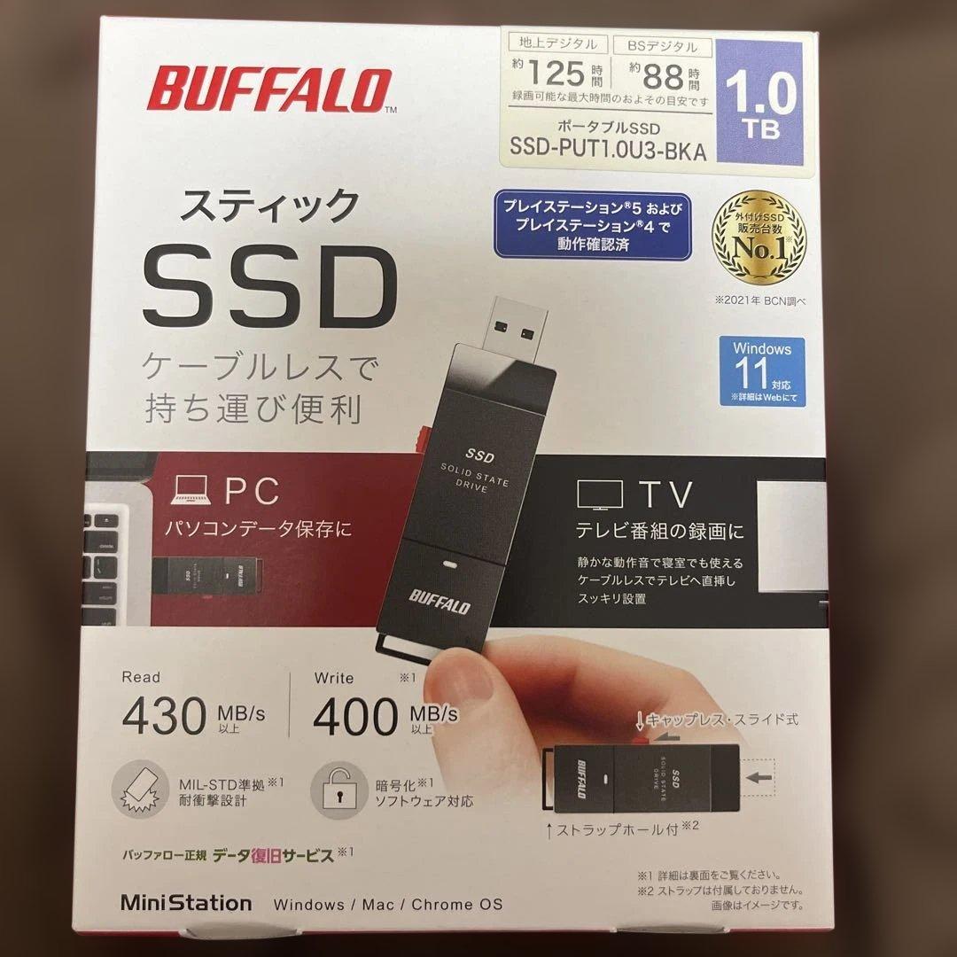BUFFALO ポータブルSSD SSD-PUT1.0U3-BKA