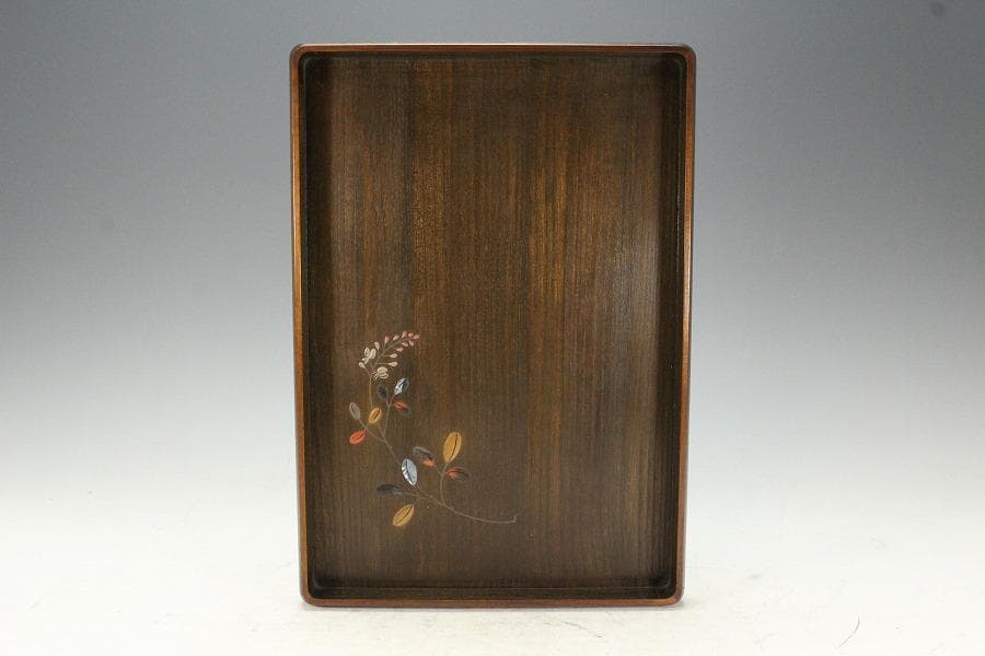 煎茶 草蒔絵 四方盆 時代物(K-YC701)