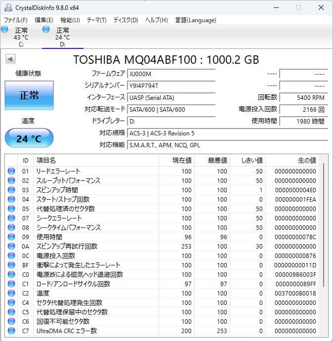 2.5インチHDD 1TB 9個セット 9TB