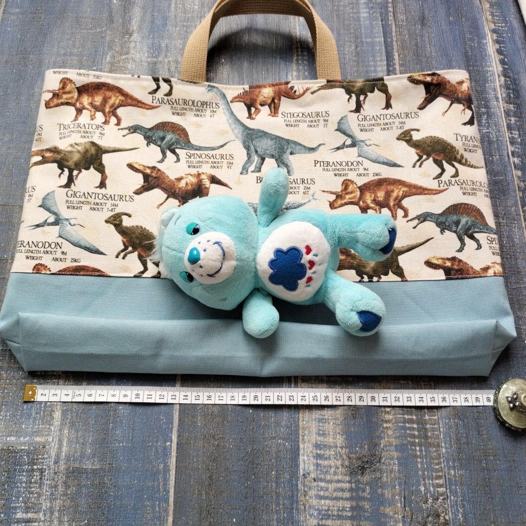ぽこさま専用☆ハンドメイド☆入園入学5点セット　リアルダイナソー　ブルーグレー
