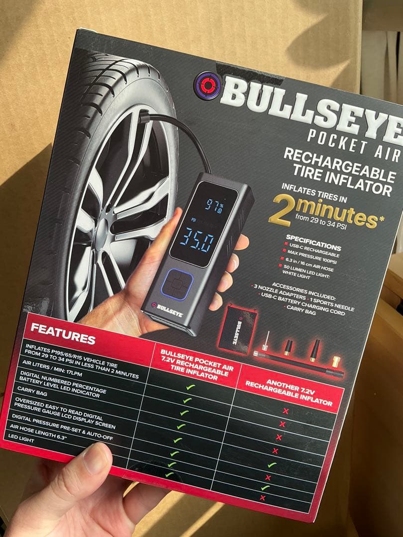 BULLSEYE Pocket Air 充電式タイヤインフレーター