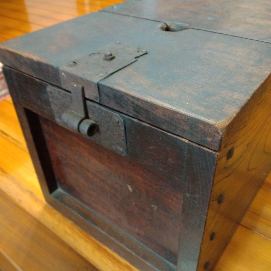 天明参年1783年蔵出し銭箱　賽銭箱　帳箱　木製金庫古民具江戸時代物アンティーク