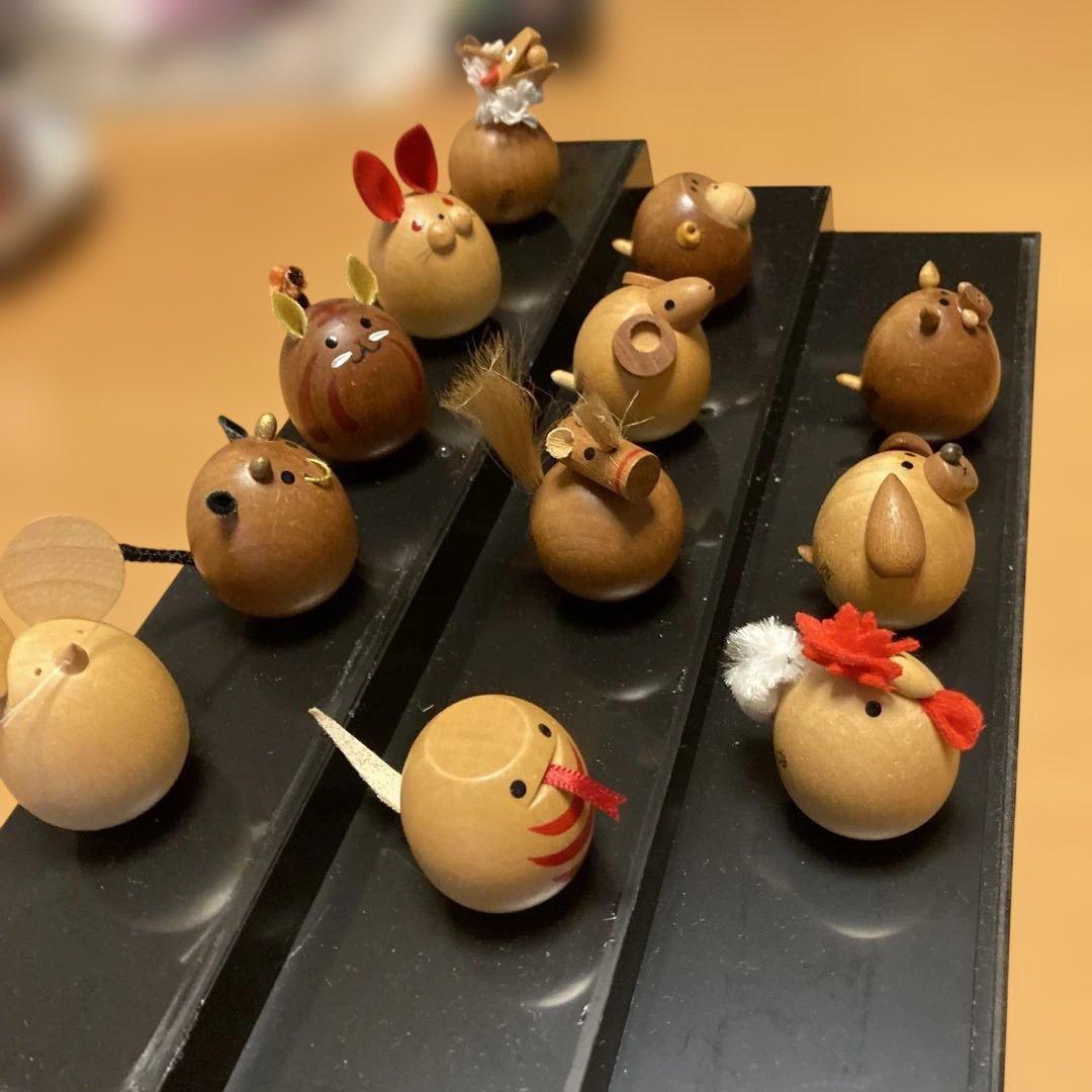 木製動物の置物 12個セット