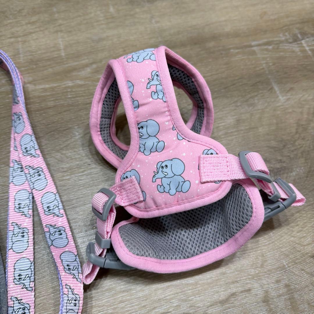 andblank 犬用ハーネス＆リードセット ピンク象柄 サイズ1 超美品小型犬