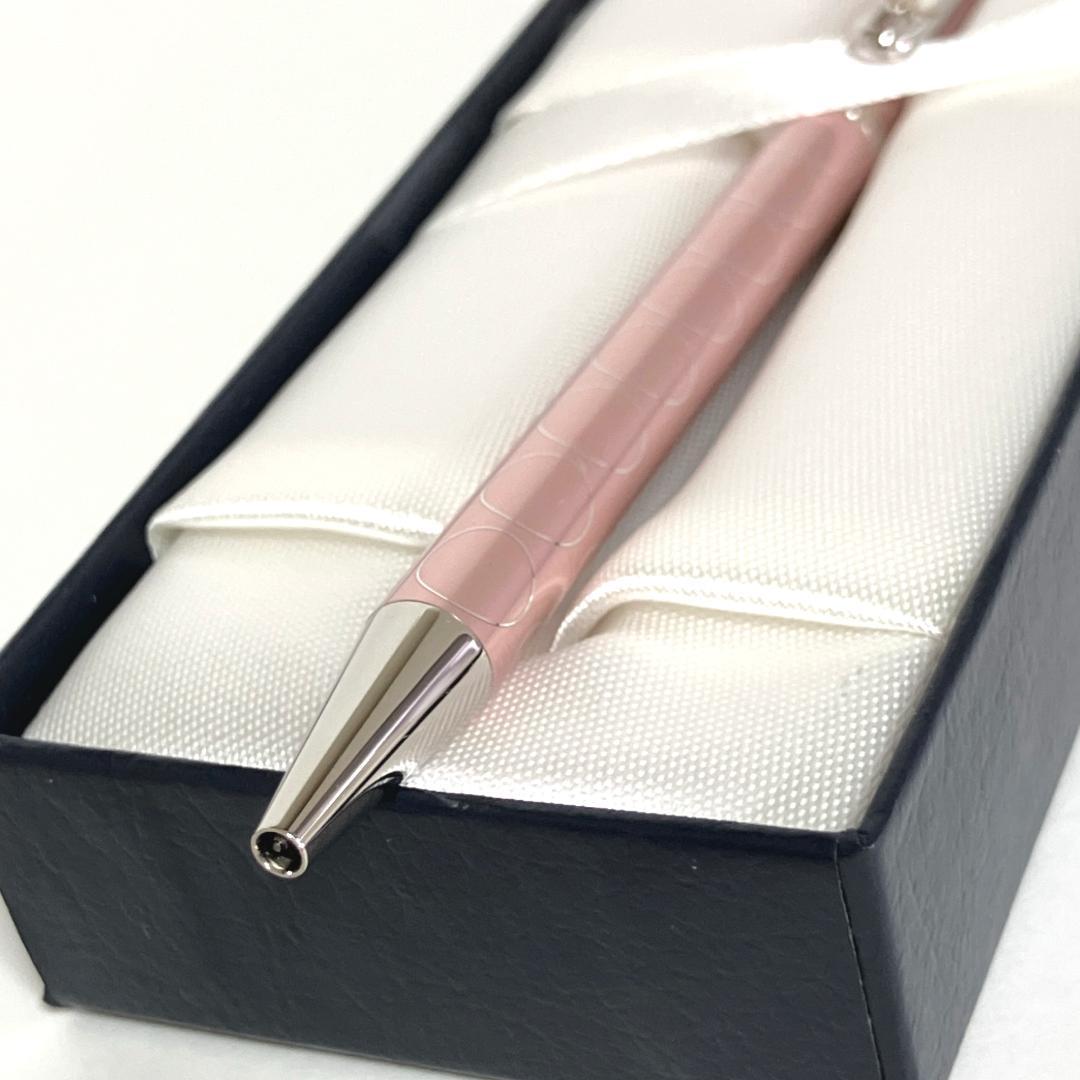 美品 ミキモト ボールペン パール付 ピンク 回転式 MIKIMOTO 専用箱付