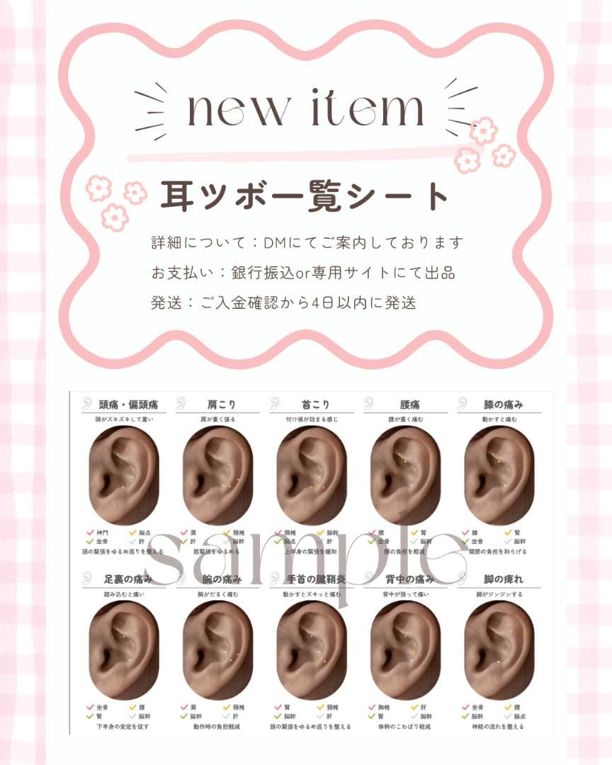 耳ツボジュエリー | 耳ツボ一覧シート | 耳つぼマップ