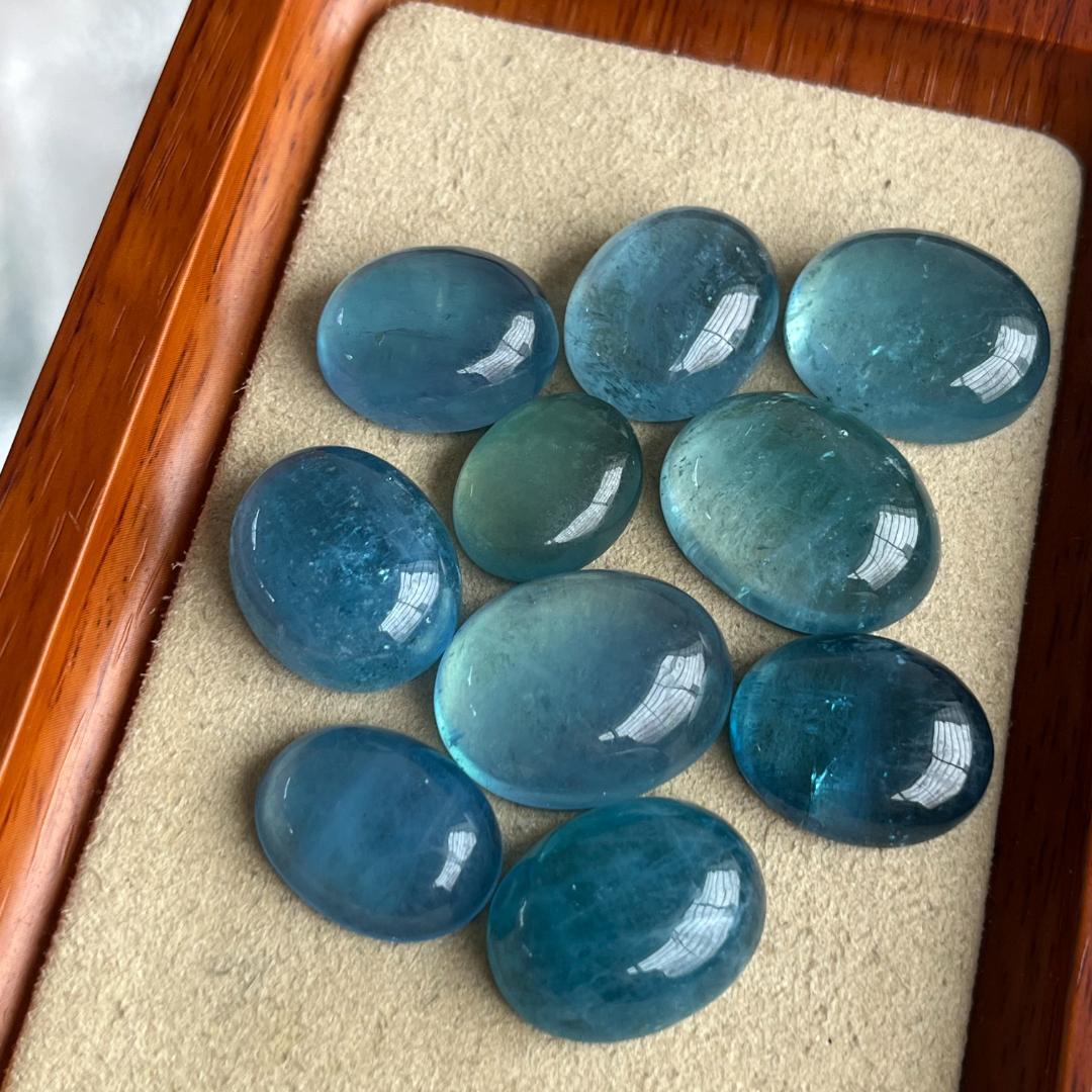 アクアマリン　10点　カボションカット　新入荷　大粒　新入荷