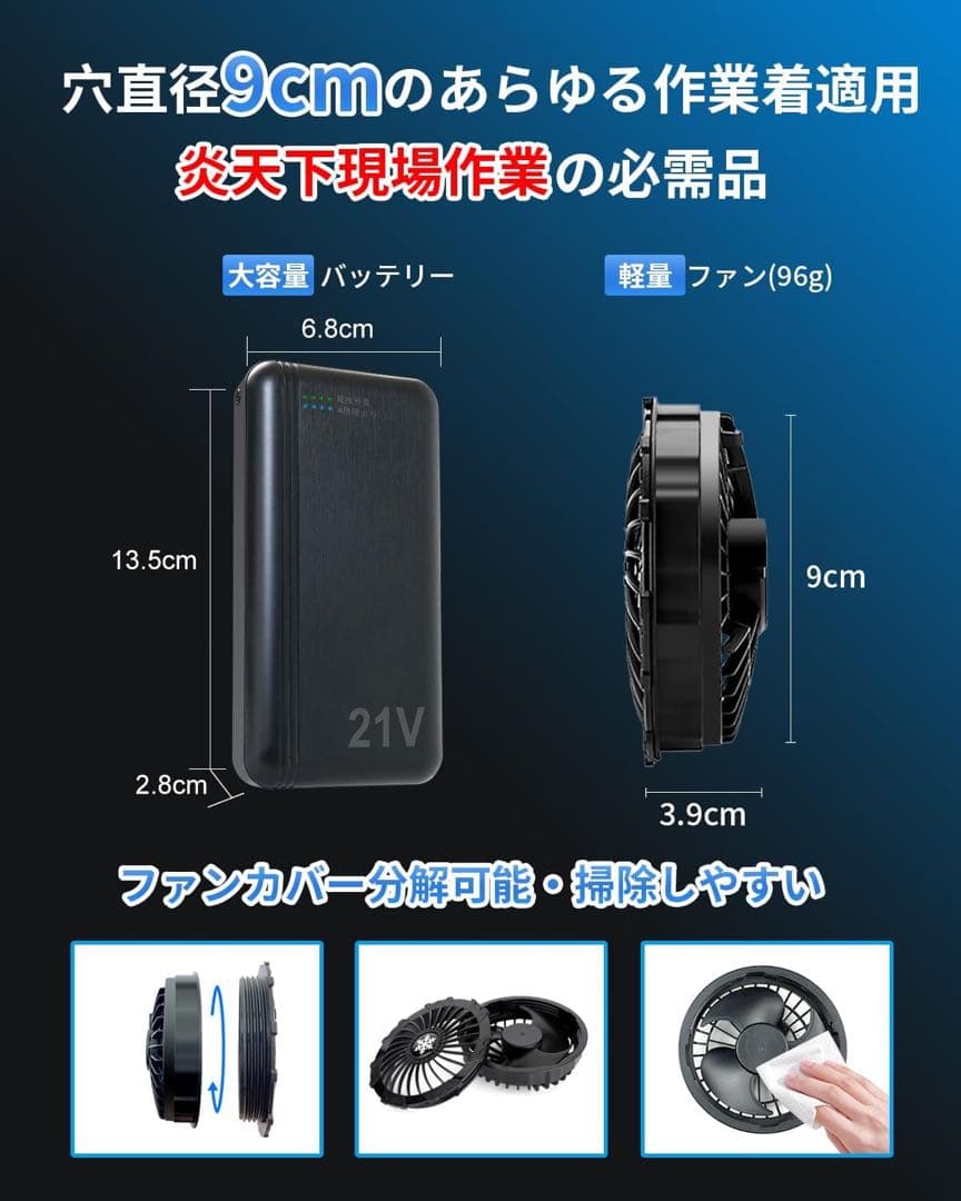 空調作業服 ファンバッテリーセット 21V20000mAh 日本製