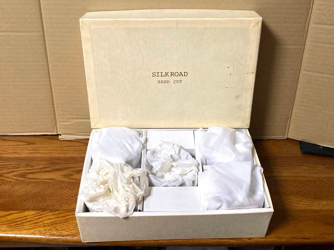 新品 ビンテージ 色被硝子 シルクロード HAND CUT 切子ガラス 5個