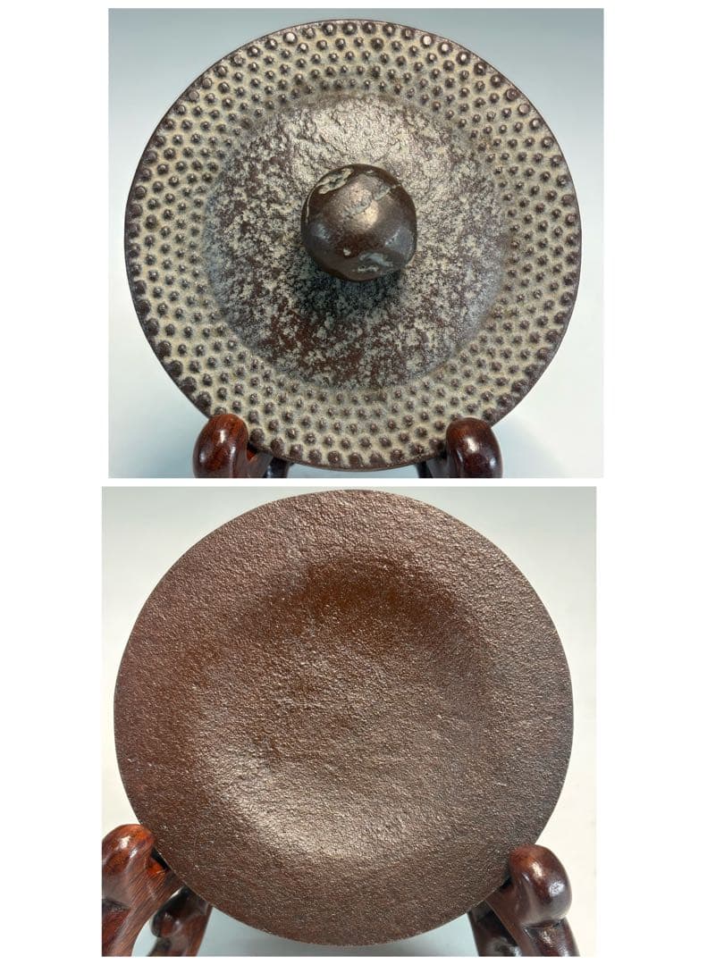 ★中古品★茶道具　高橋敬典造　肩霰銚子　替蓋付