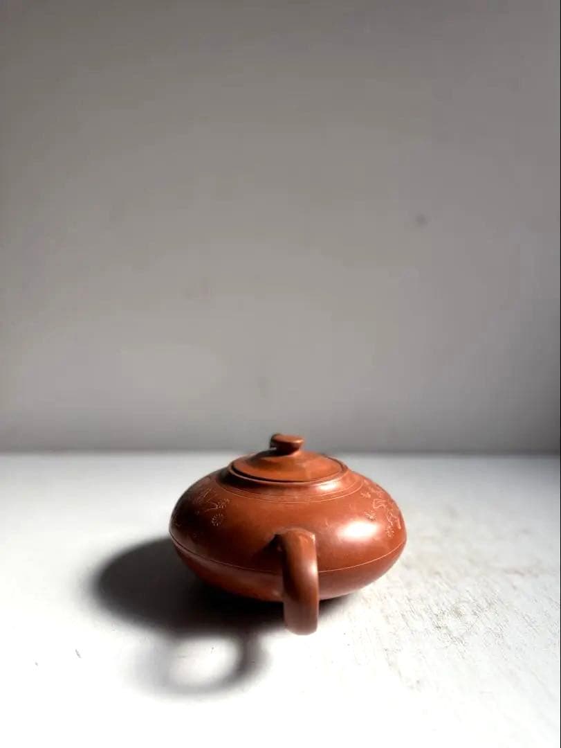 945 中国宜興紫砂茶壺 金魚彫 朱泥急須 中国茶器 台湾茶器 ヴィンテージ
