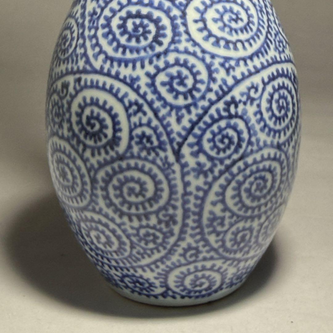 ◆上手品 古伊万里 染付蛸唐草文 鶴首徳利 一輪挿し 花瓶 江戸時代中期〜後期◆