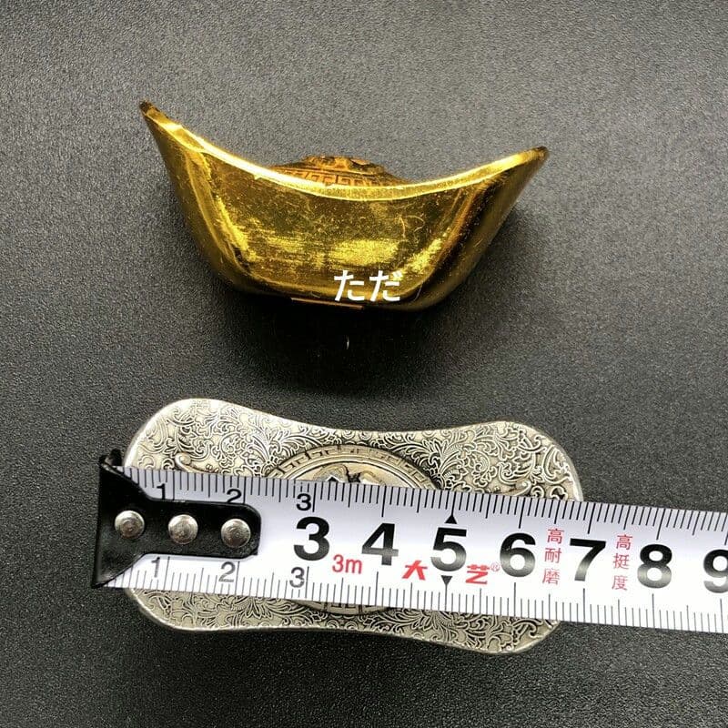 五福臨門金錠 福字金銀錠2枚 文鎮 茶道具 銅製品 装飾品 現代工芸品 置物