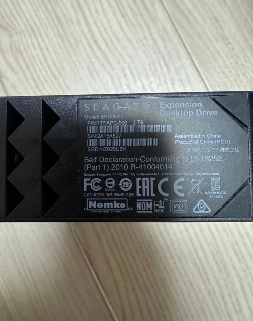 エレコム 外付けハードディスク seagate SRD0NF2 2TB