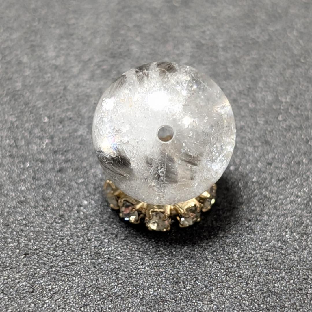 【結晶の塊がすごい】プラチナルチルクォーツ 一点物 9ミリ 1粒売り 貫通穴あり