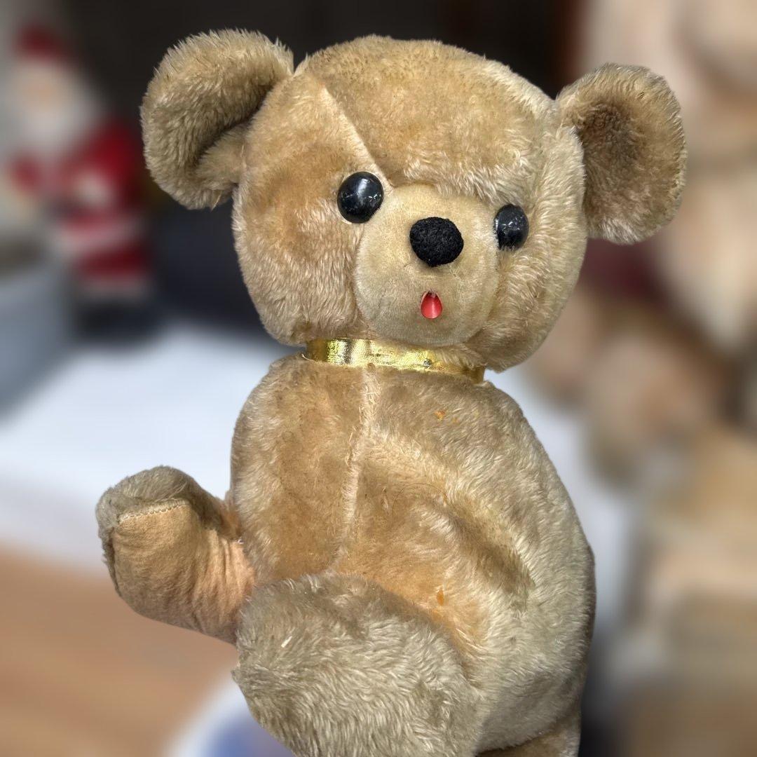 ベージュのぬいぐるみ 赤い舌付き 約50cm vintage