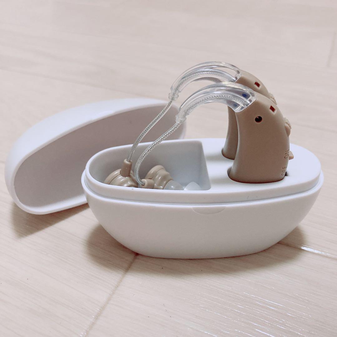 正規品 高齢者 両耳装用 集音器 耳掛けタイプ 左右両用 充電式 音量4段階調整