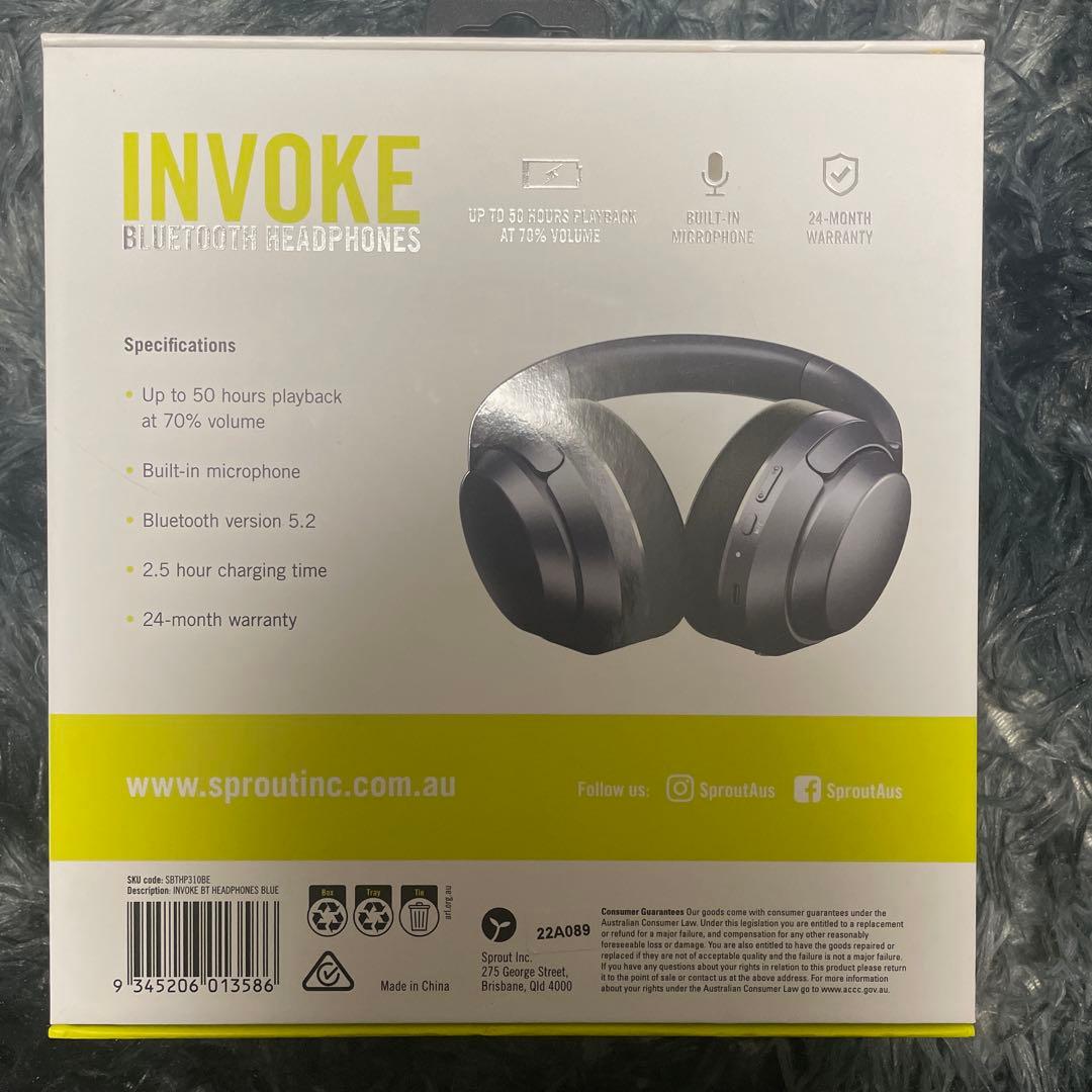 【日本未発売】INVOKE Bluetoothヘッドフォン　ネイビー