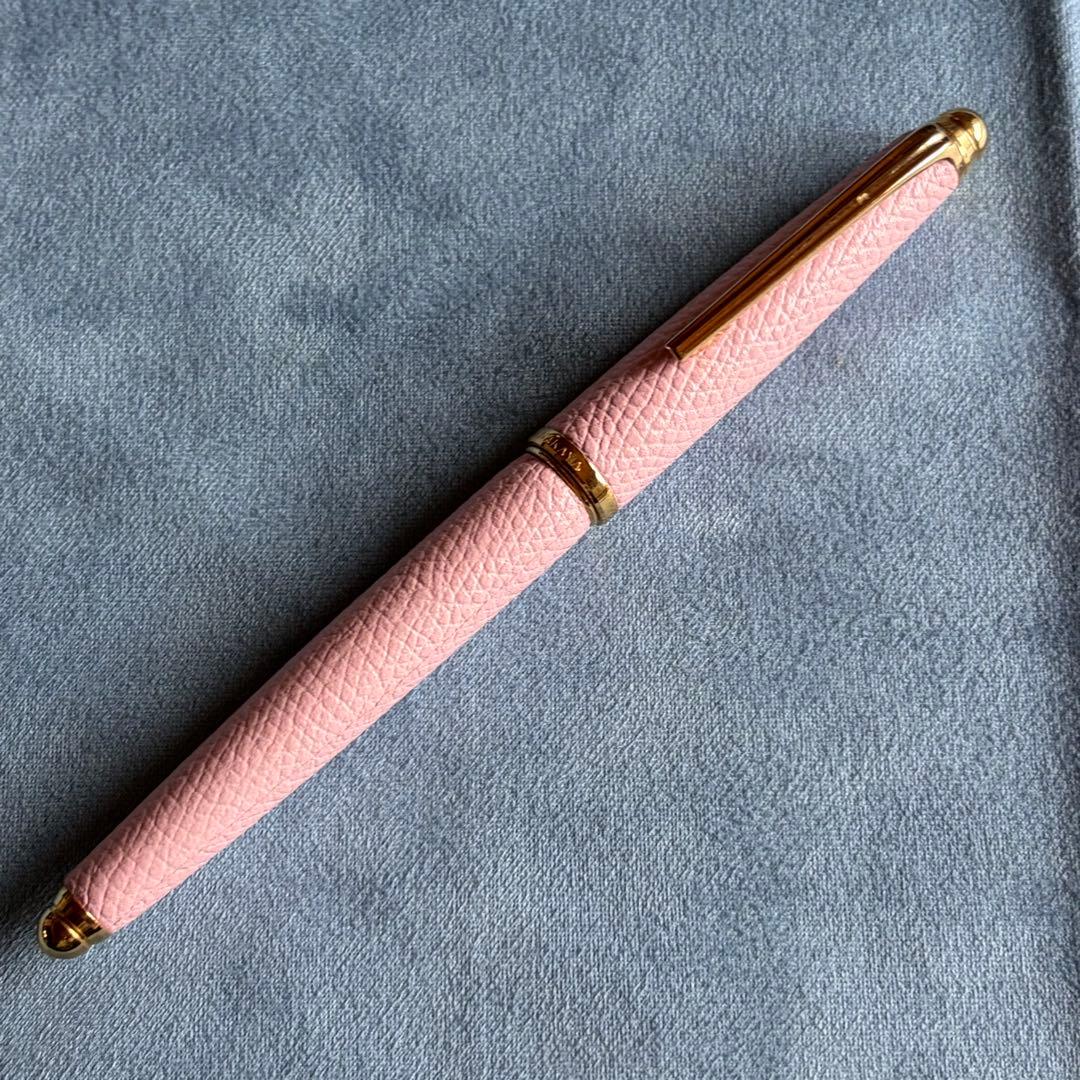 中屋万年筆　万年筆　皮巻きモデル　ピンク