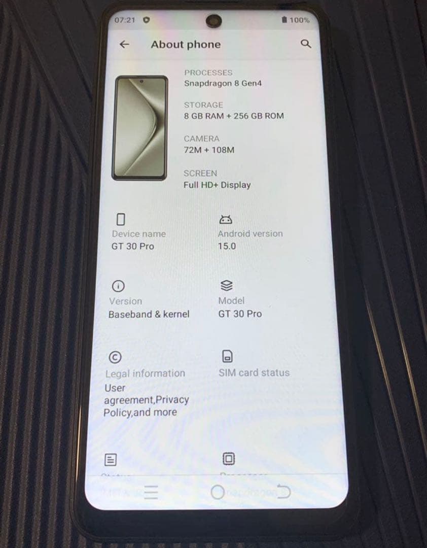 未使用シルバーのスマホGT30 Pro 8GB/256GB