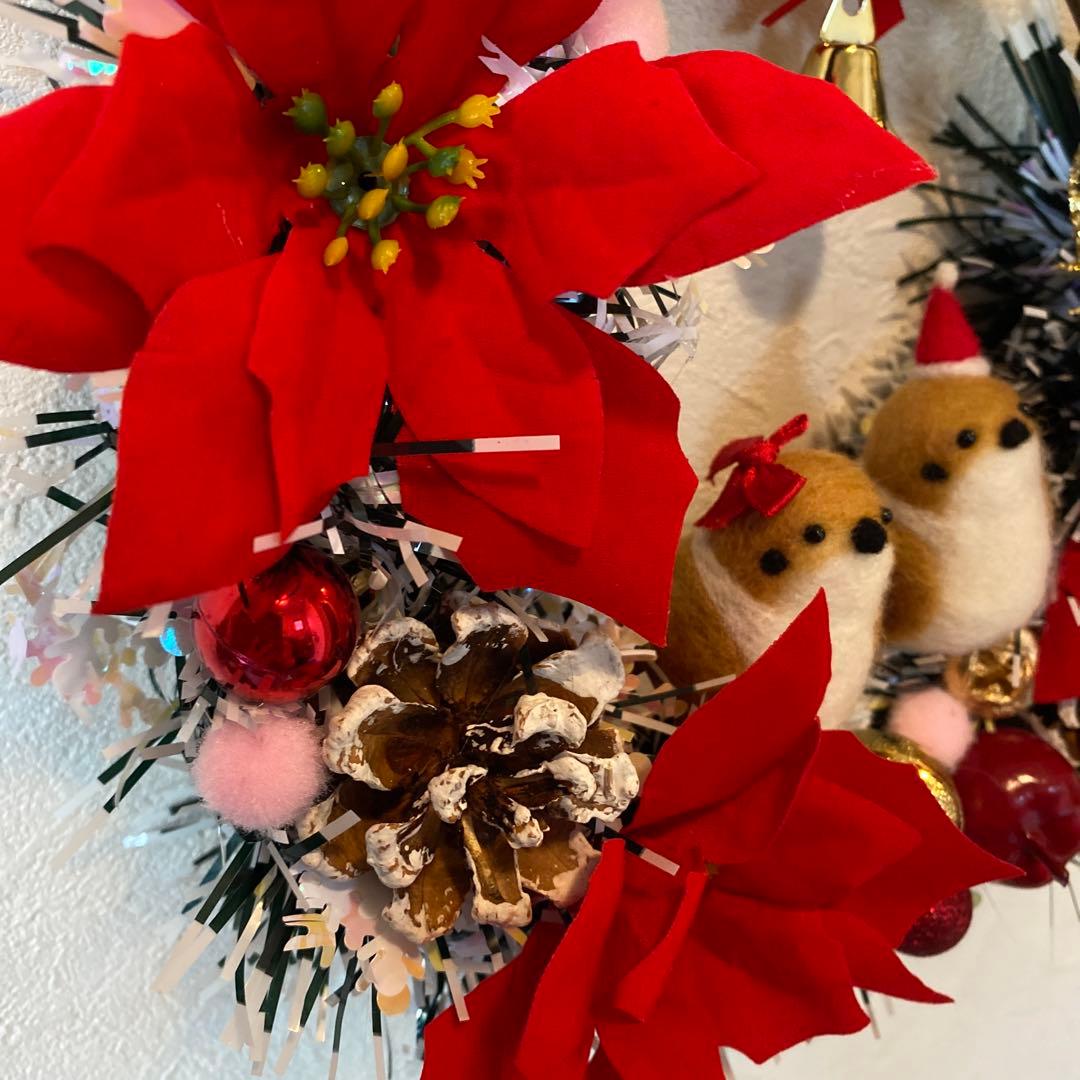 クリスマスリース&羊毛フェルトすずめさん