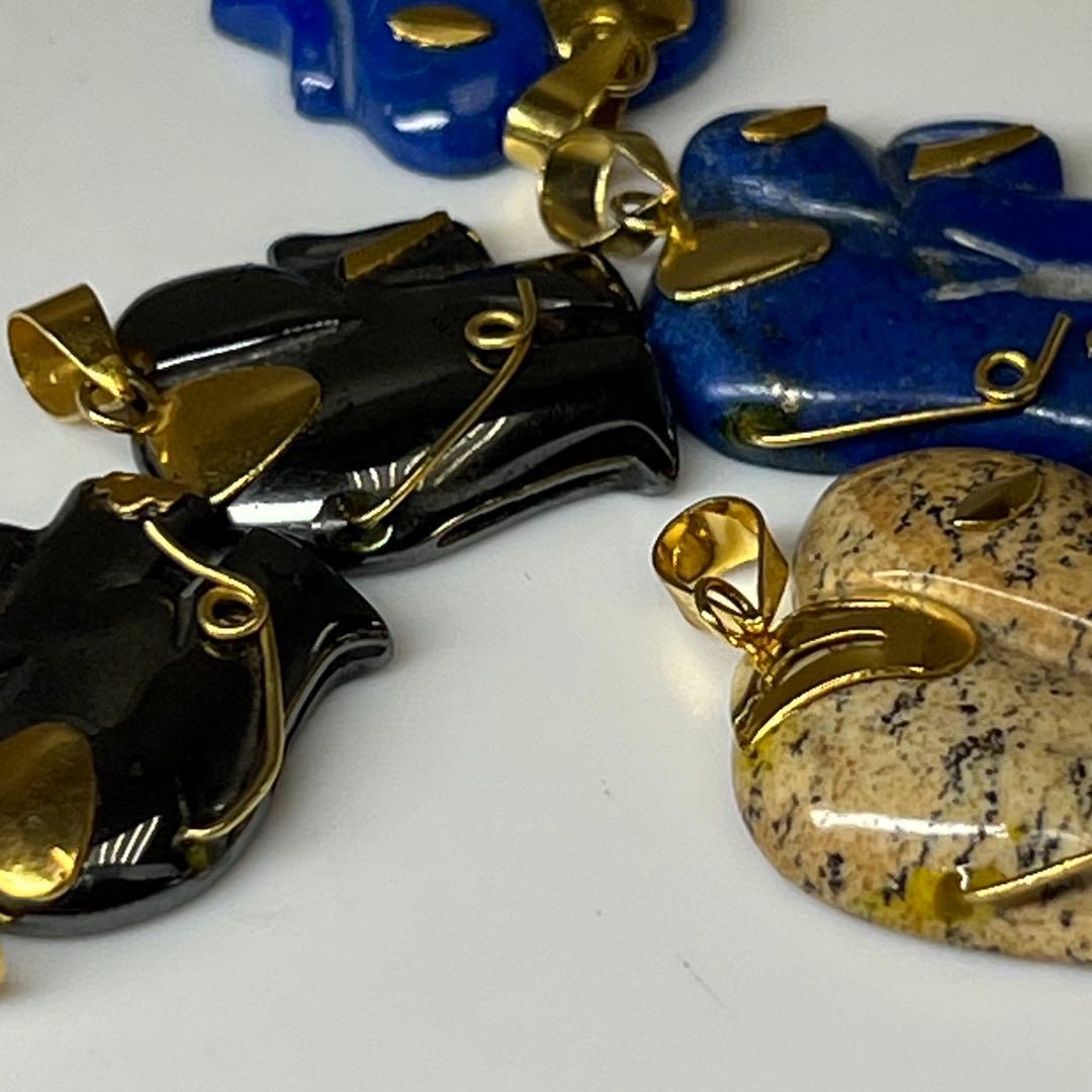 金具付 宝石象ネックレストップ 5点 東キ8-0310☆2F