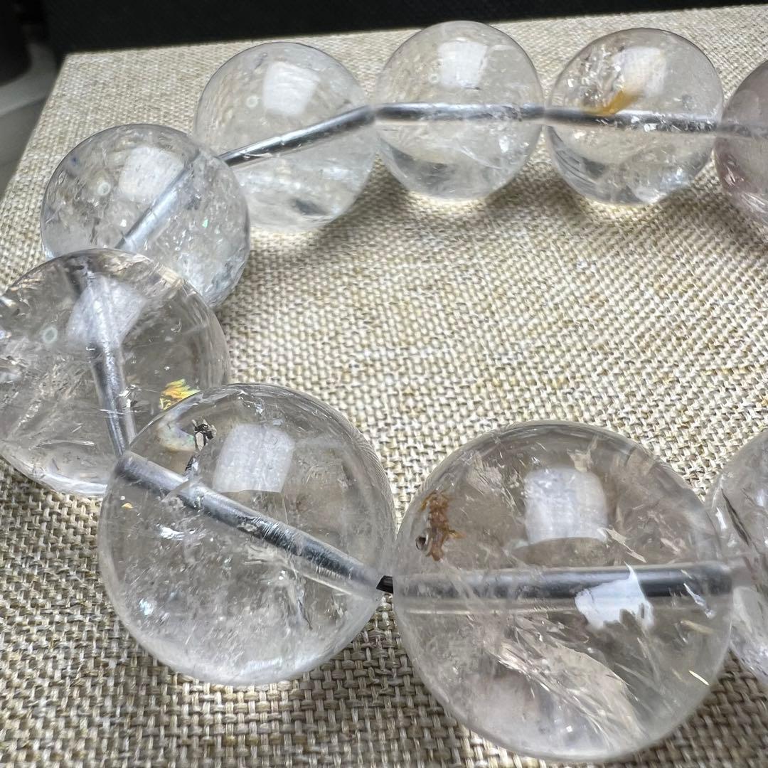 【710031】 虹入り 大玉 ハーキマーダイヤモンド 18.5mmブレスレット