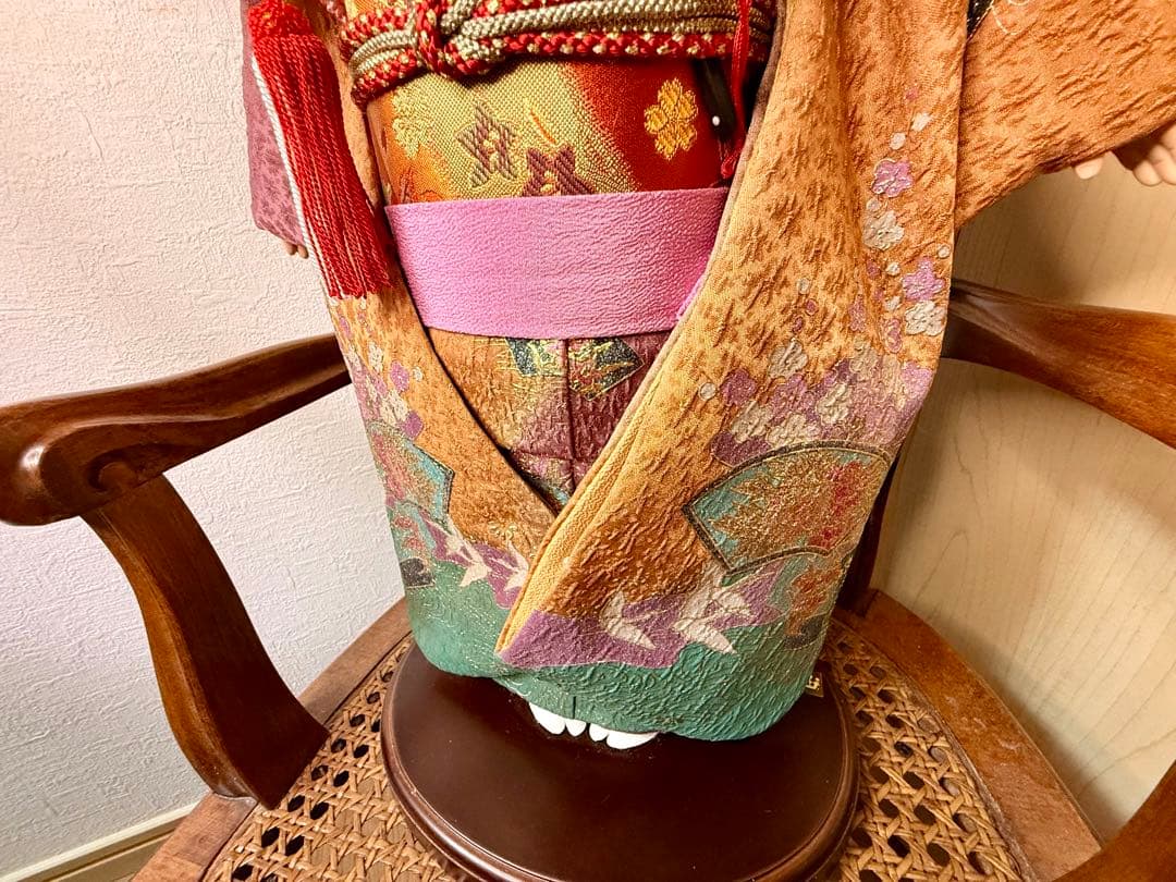 【お値下げ】豪華 飾り市松 市松人形 50cm 着物 玉虫色 日本人形