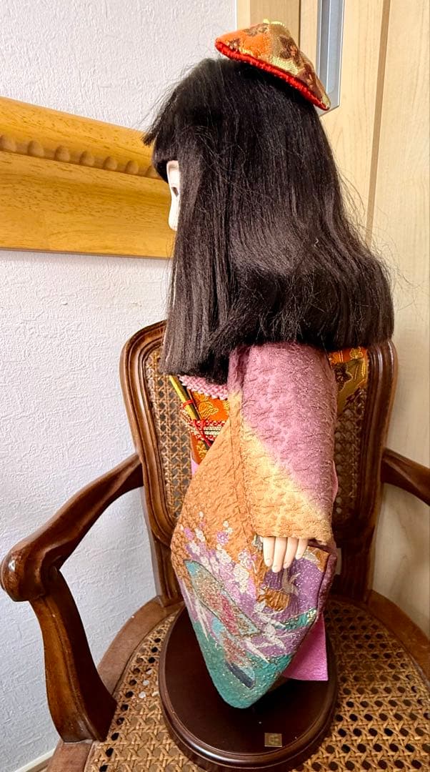 【お値下げ】豪華 飾り市松 市松人形 50cm 着物 玉虫色 日本人形