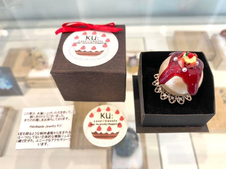 苺ソース ショートケーキ リング ハンドメイドジュエリー KU フェイクスイーツ