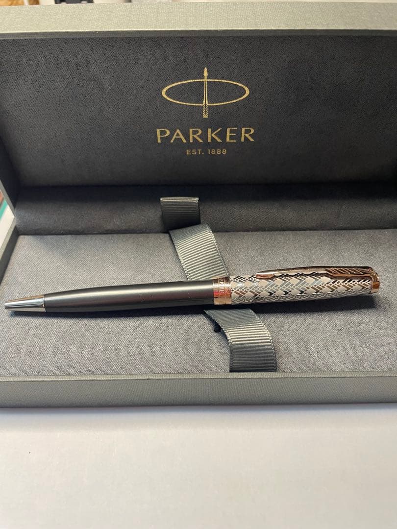 試筆のみ　Parker ボールペン ソネット　プレミアム　メタル&グレイPGT