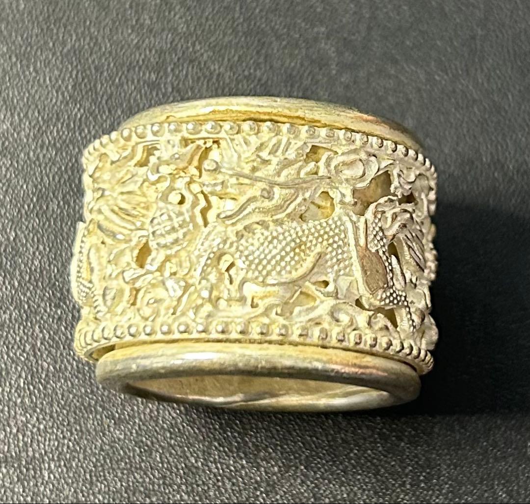 M古物骨董麒麟指輪　　親指リング 旧家蔵出し、骨董品、コレクション、古美術品