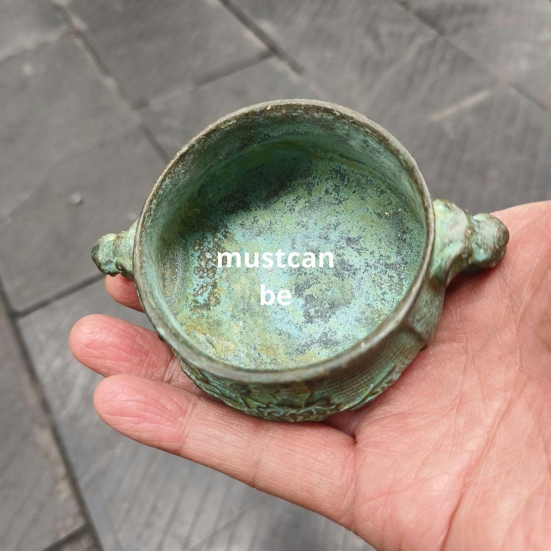 銅製 蓮華座双象蓮葉蓮華香炉 茶道薫香炉 挿し香炉 装飾品 工芸品 置物