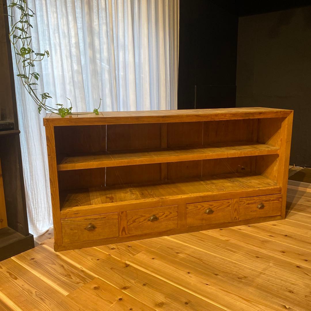 水屋箪笥　キッチン収納　食器棚　収納棚　店舗什器　古家具　水屋家具　引き出し