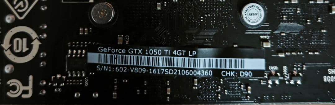 グラフィックボード・グラボ・ビデオカード MSI GeForce GTX 1050 Ti 4GT LP