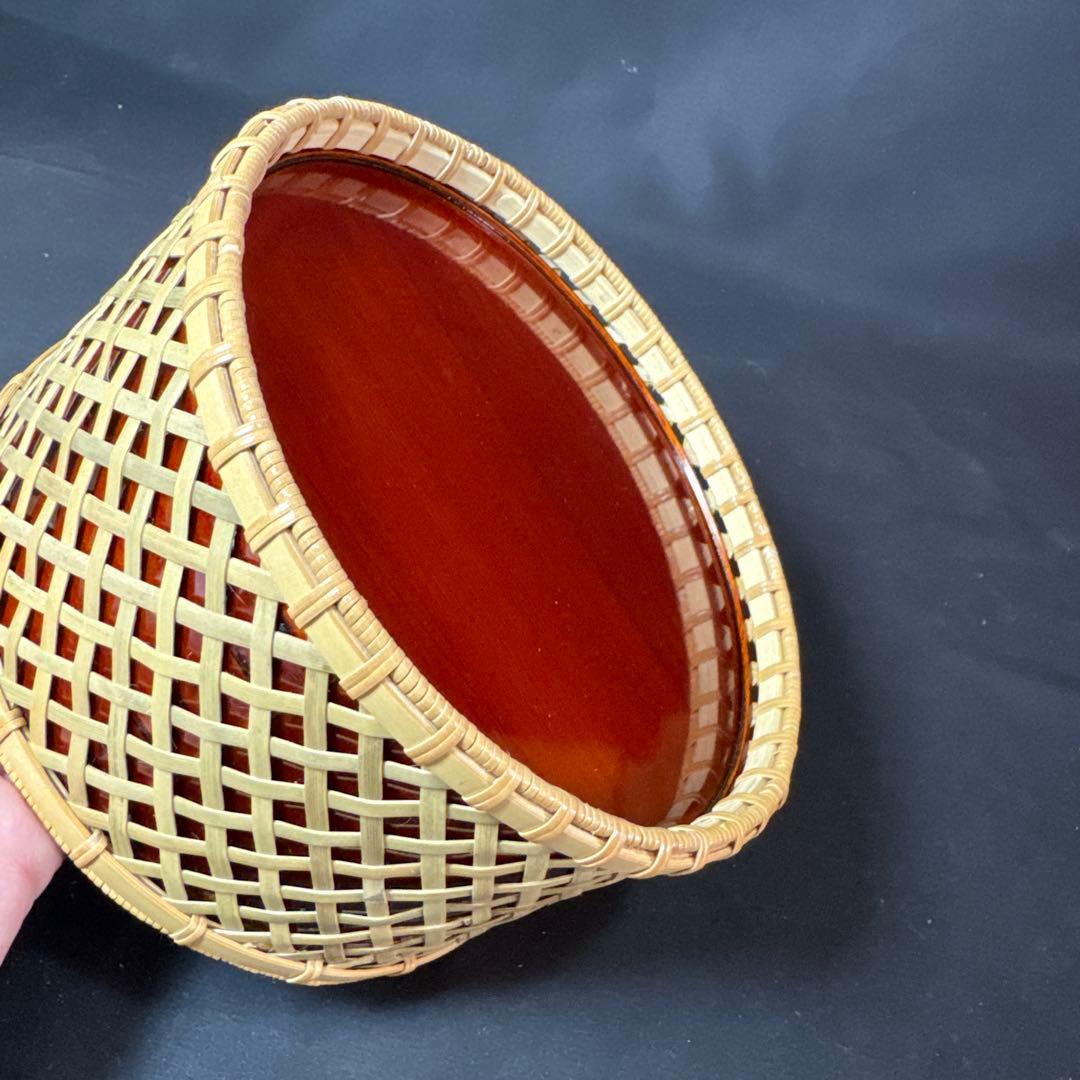 J03 送料無料　建水　春慶　網代　茶道　茶道具　曲げ建水