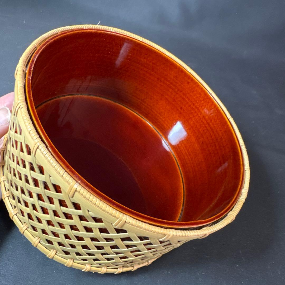 J03 送料無料　建水　春慶　網代　茶道　茶道具　曲げ建水