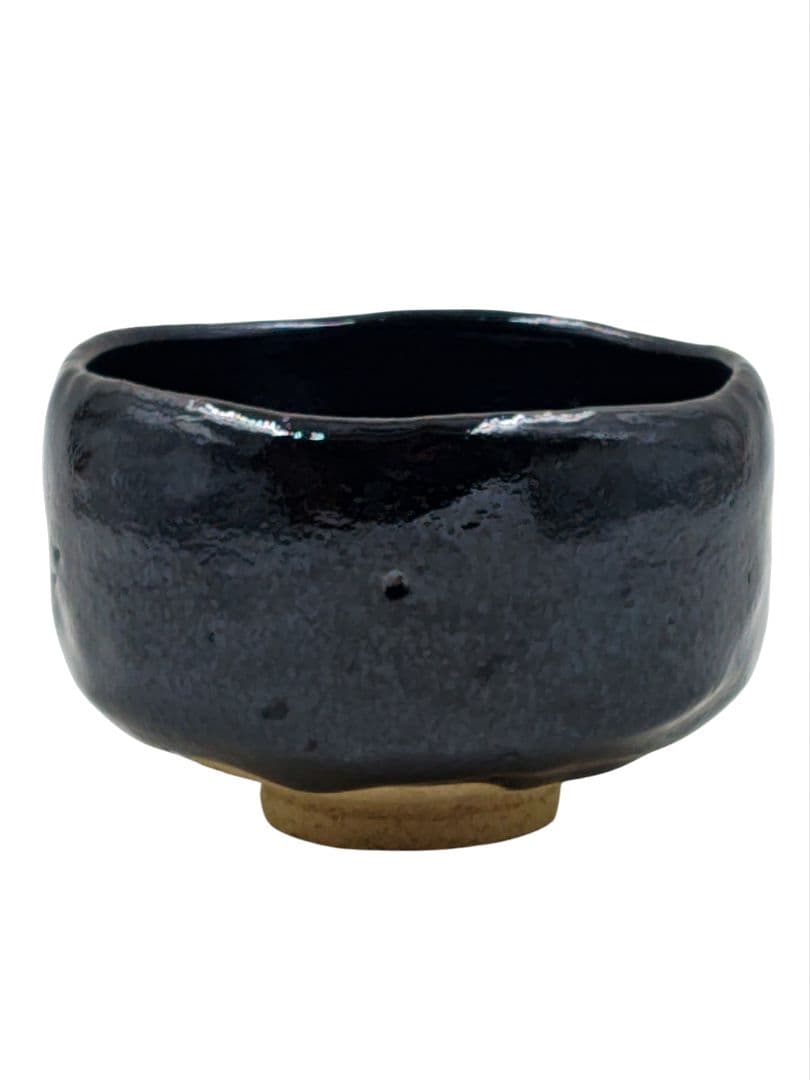 茶道具 【川崎和楽】『黒楽 茶碗』 底部在印 桐共箱 共布 真作保証 楽 楽茶碗
