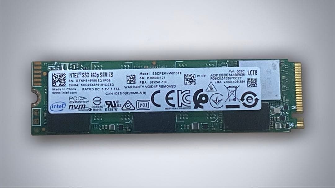 動作確認済み　NVME M.2 SSD INTEL
