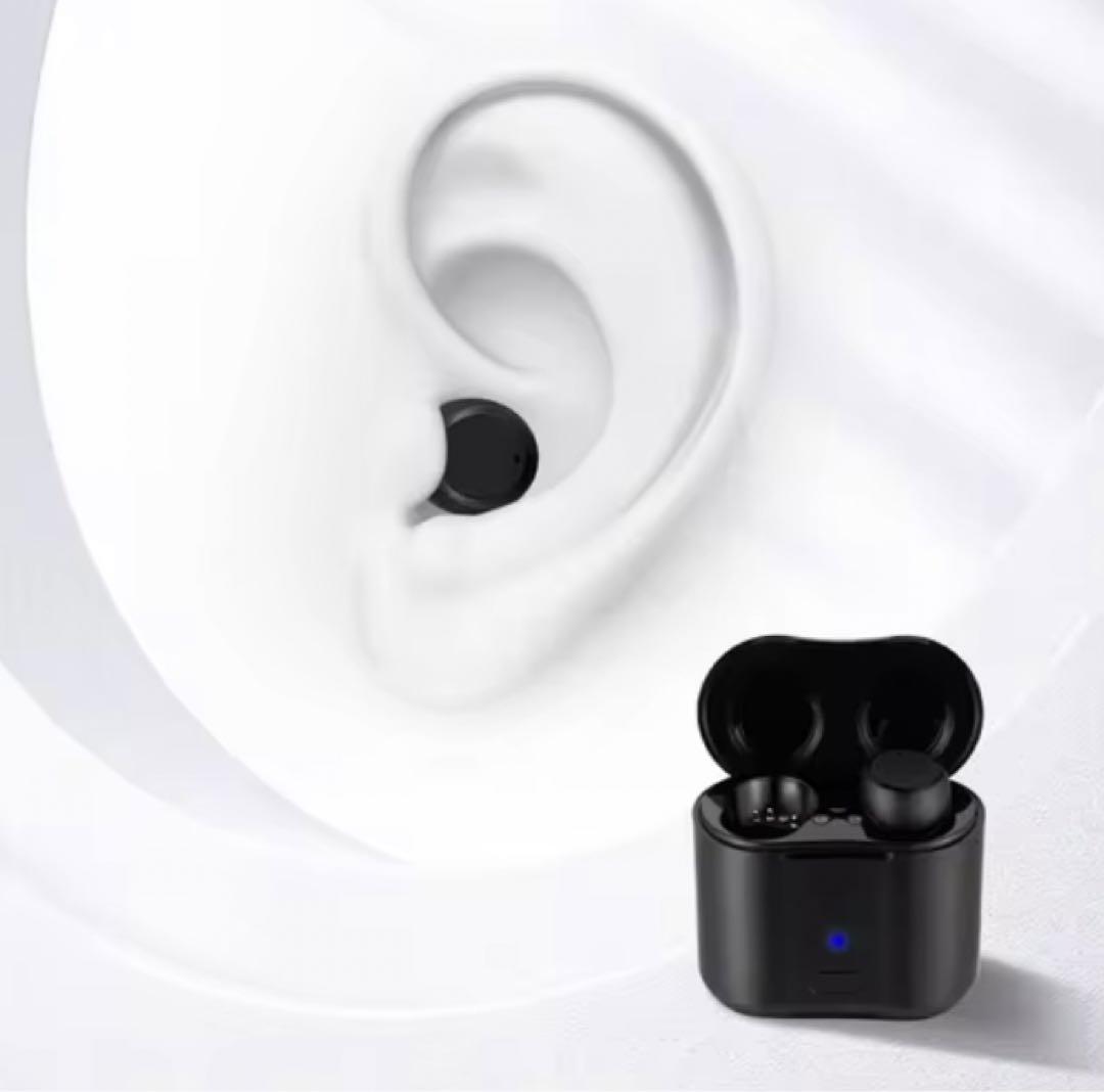 集音器 耳穴式 両耳対応 USB充電 ワイヤレス イヤホン 小型 ケース付き
