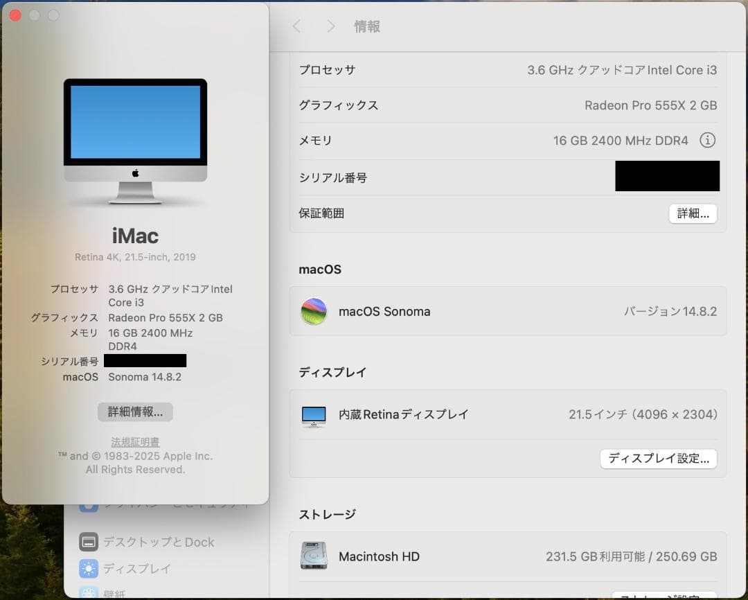 iMac 2019 21.5インチ /core i3 /16GB /256GB
