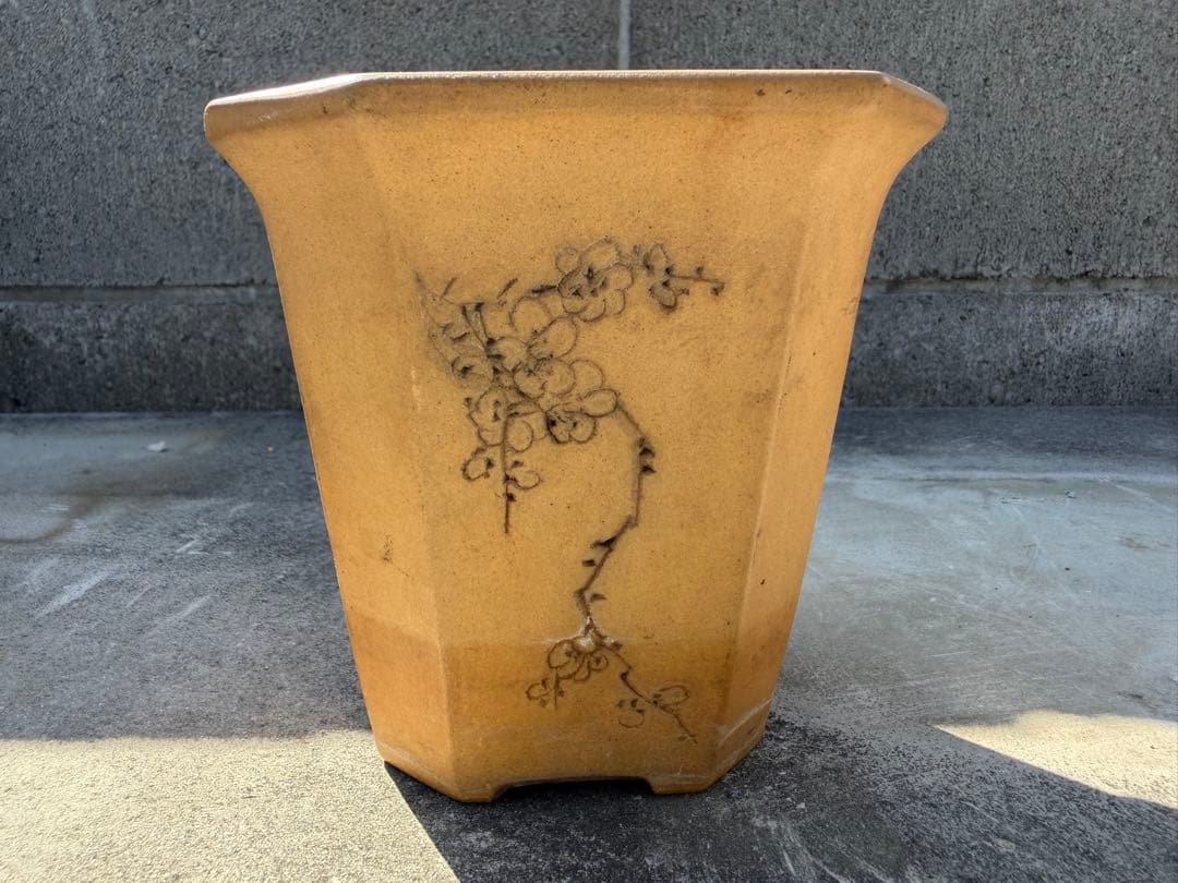 中国美術 中国古盆器 紫砂 白泥 蘭花花鳥漢詩文 正方鉢 懸崖 盆栽鉢