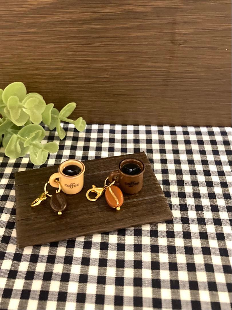 cafe⁑コーヒーカップ☕️アクセサリーファスナーミニチャーム2個セット
