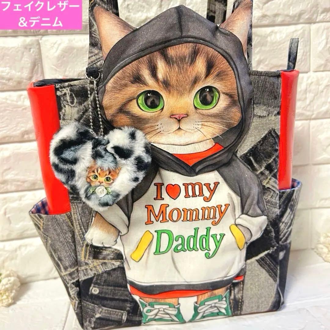 リトルサンダー　コヤンイサムチョン　フェイクレザー＆デニム　トートバッグ