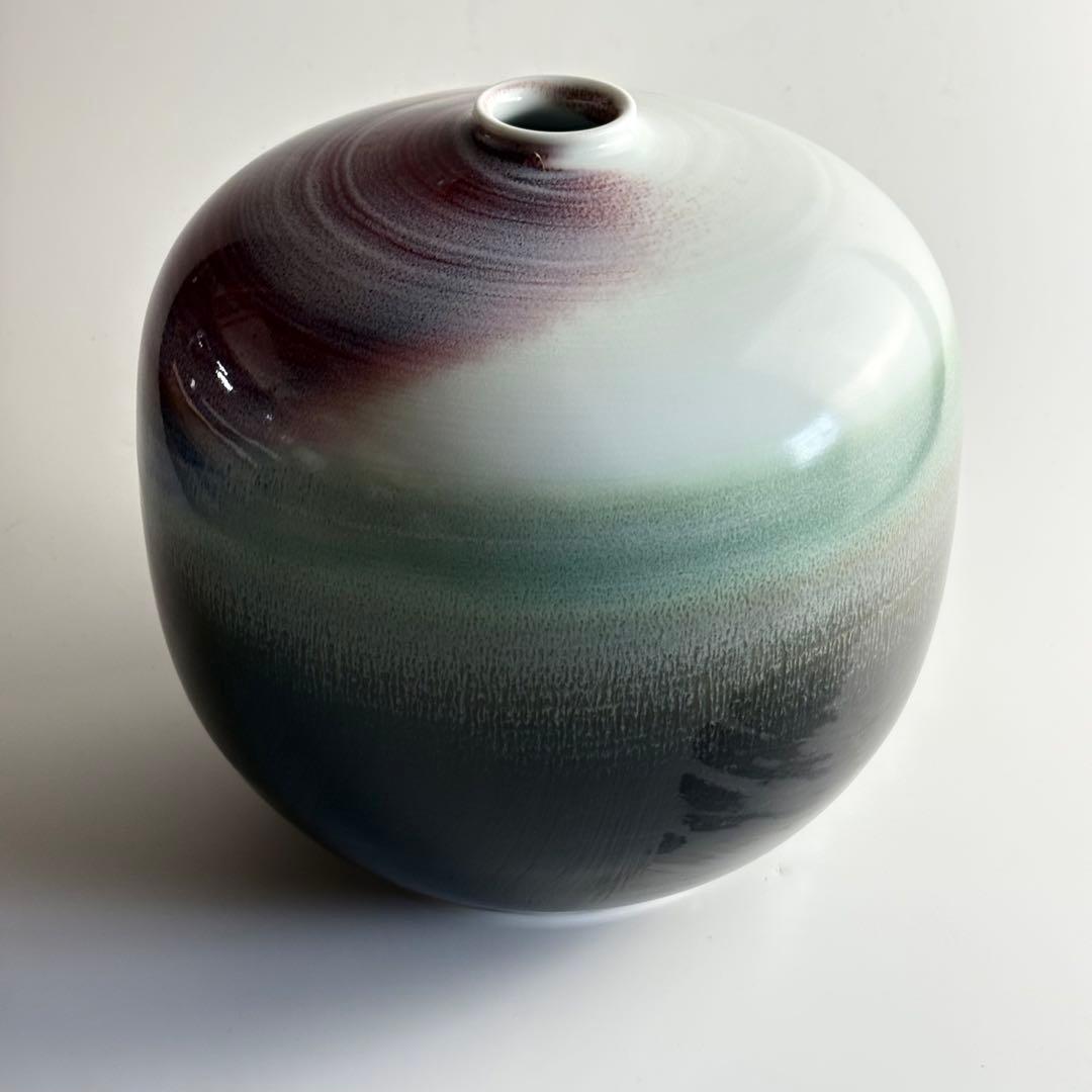 日展特選陶芸作家 有田焼 前田泰昭 辰砂 花瓶骨董 花器 花入 生花 壷