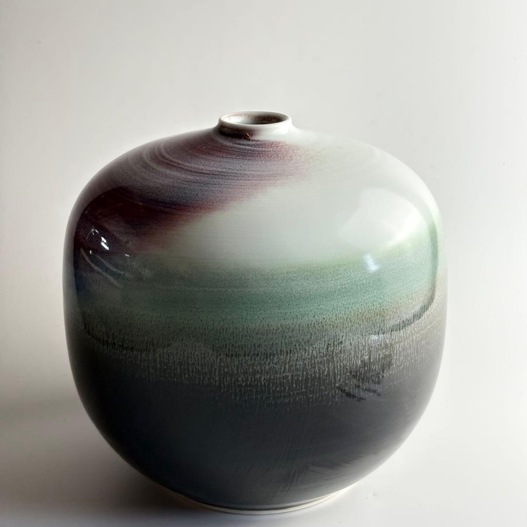 日展特選陶芸作家 有田焼 前田泰昭 辰砂 花瓶骨董 花器 花入 生花 壷