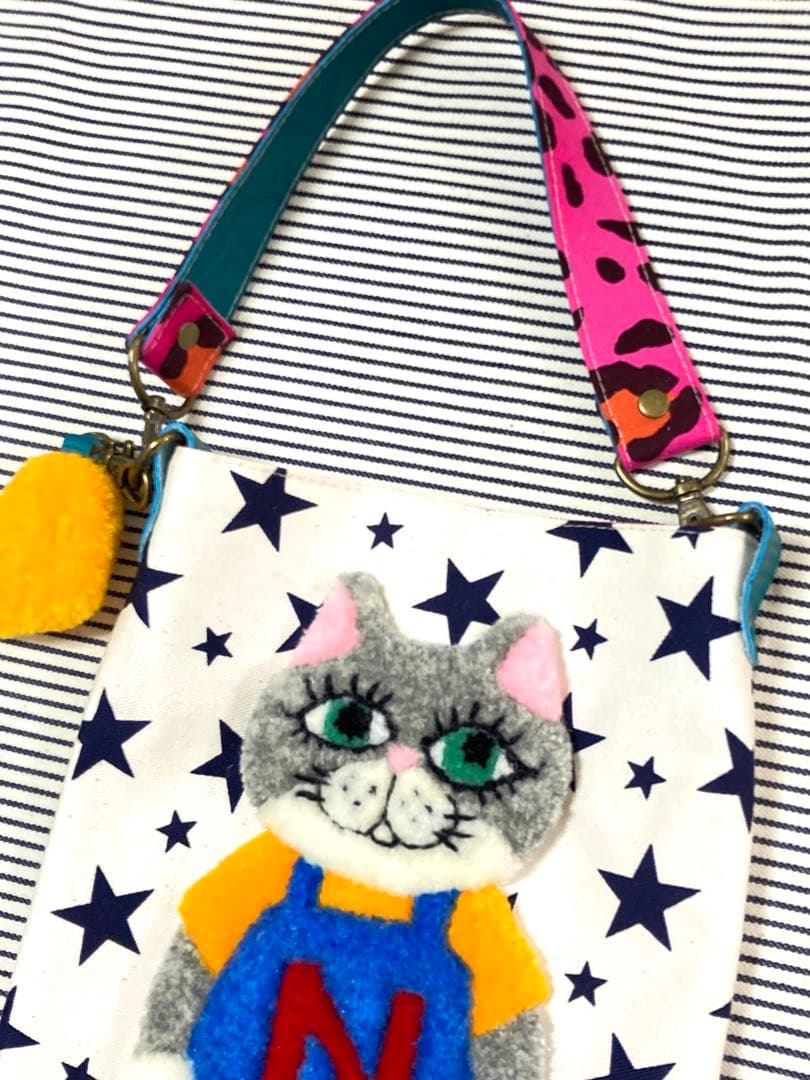 ハンドバッグ 猫 パンチニードル ハンドメイド ショルダーバッグ 1243