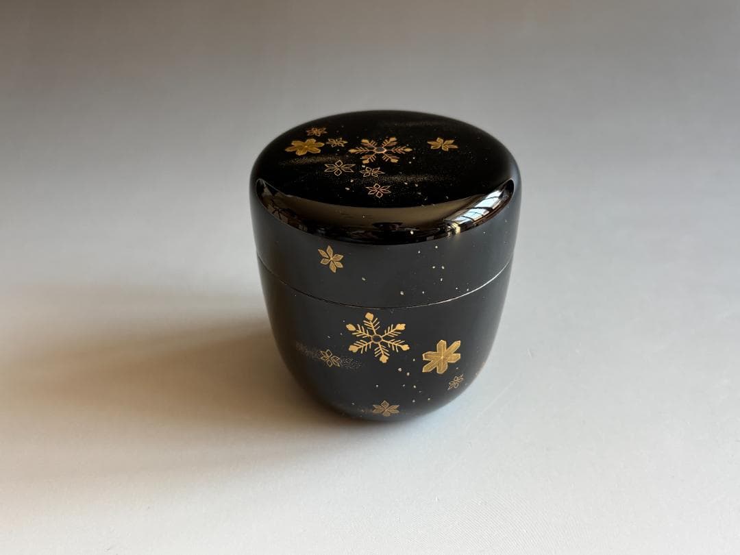 薄茶器　翠甫　雪花蒔絵　内銀地　大棗　茶道具