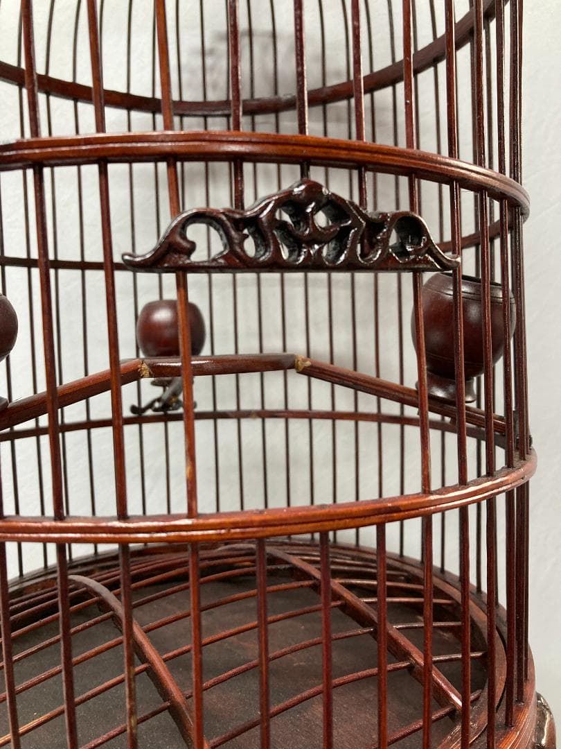 「2007」木製 文鳥やメジロなどの小鳥籠 鳥かご 高56cm/直径26cm