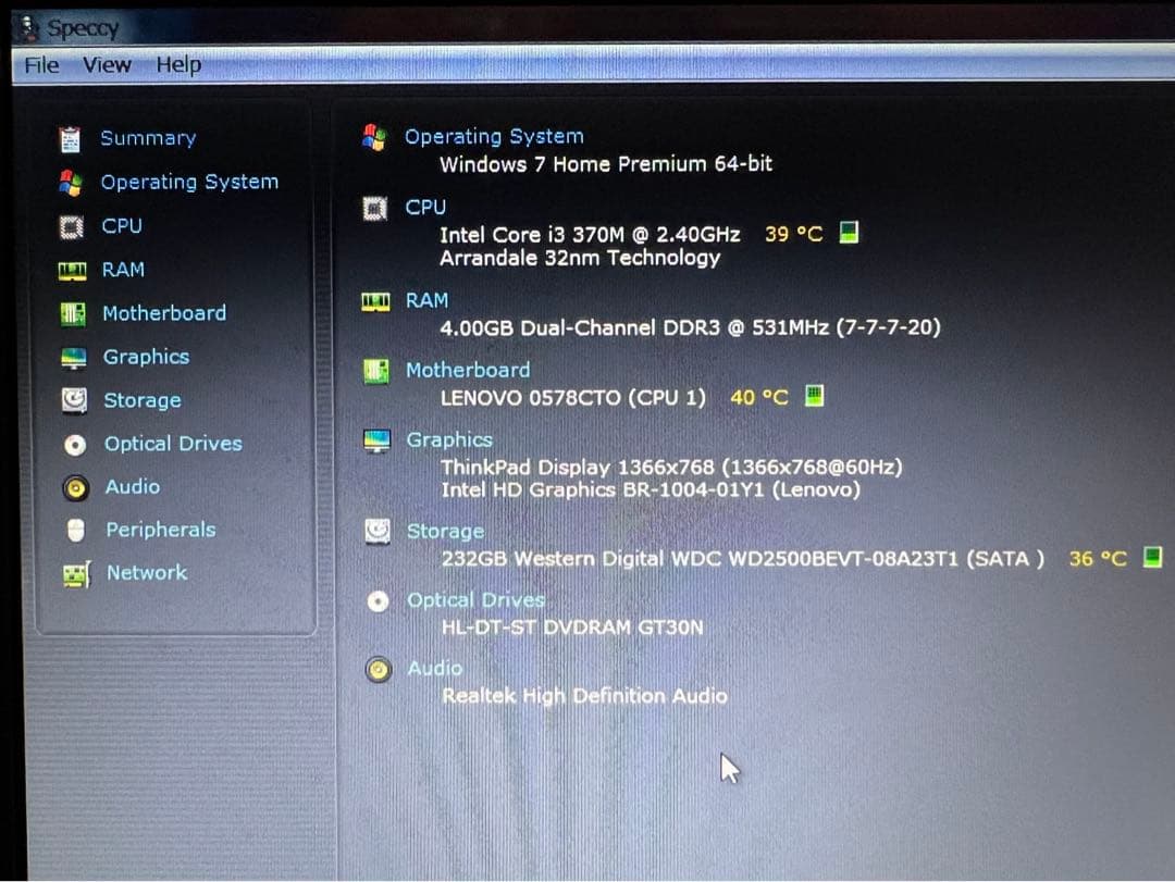 Windowsノート本体 Lenovo Thinkpad edge Windows7 